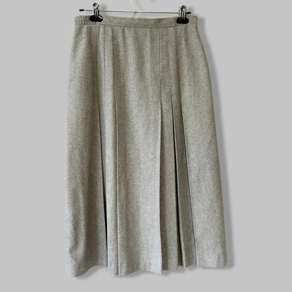 Vintage TanJay Wool Blend Pleated Midi Skirt Made in Canada